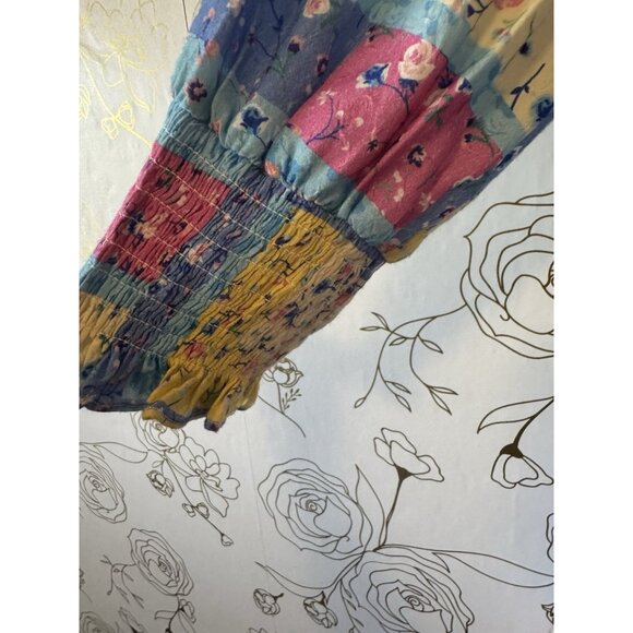 BTFL-Life Dress Size Medium Anthropologie Patchwork Pastel  Long Sleeve Midi - Picture 3 of 6